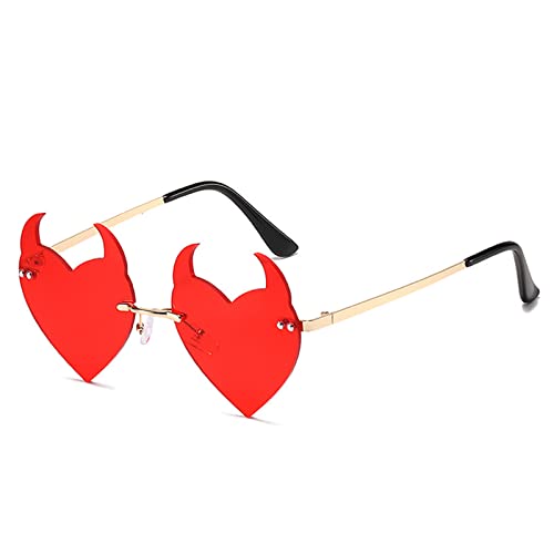 YIGZYCN Halloween Teufel Brille Teufel Herz Sonnenbrille Halloween Party Brille Teufel Horn Sonnenbrille Maskerade Cosplay Halloween Party Brille Für Erwachsene von YIGZYCN