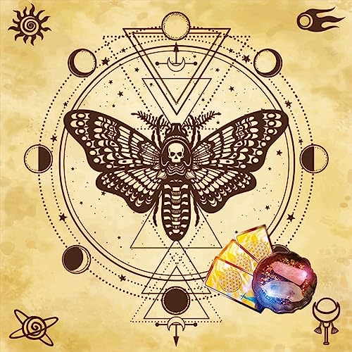 YIGZYCN Weissagungskarten Tischdecke Wandteppich Totenkopf Schmetterling Mondphasen Tarot Tischdecke Astrologie Hexerei Decktuch von YIGZYCN