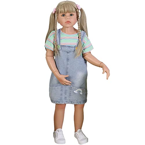 Riesig Reborn Baby Puppe Kleinkind Stehend Kugelgelenkte Puppe Ganzkörper Hartvinyl Mädchen Lange Haare Prinzessin Puppe Realistisch Anatomisch Korrekt Modell Sammlerstück Kinder Playmate(98cm,A) von YIHANGG