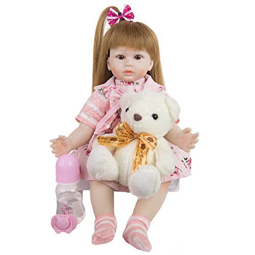 YIHANGG 19 Zoll Reborn Babys Mädchen Lebensechte Babypuppen 48CM Wiedergeborene Kleinkind-Mädchenpuppe Mit Langen Haaren Geschenke Zum Kindergeburtstags von YIHANGG