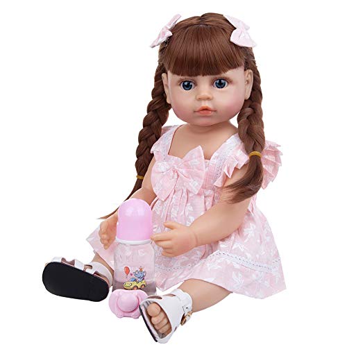 YIHANGG 22 Zoll Voller Silikonkörper Reborn Puppe Spielzeuge 55CM Reborn Babys Mädchen Neugeborenes Kleinkind Tan Haut Spielzeugpuppe Kinder Geburtstag Geschenk,A von YIHANGG