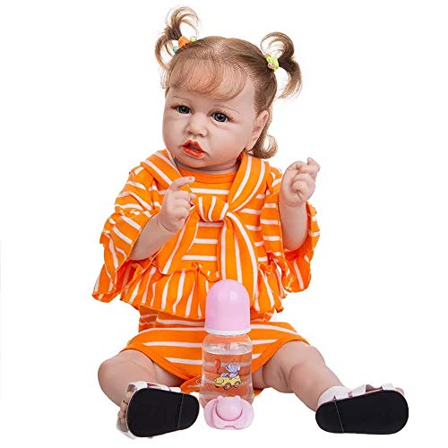 YIHANGG 23 Zoll Reborn Puppen Mädchen Volles Silikon-Vinyl Realistisch Bebe Reborn Neugeborene Puppe Kleinkind Spielzeuggeschenk Für Kid Playmate von YIHANGG