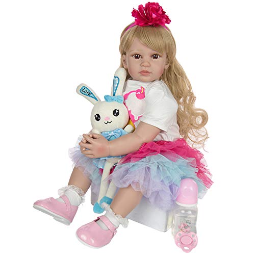 YIHANGG 24 Zoll Elegante Wiedergeborene Babypuppe 60 cm Weiches Silikon Vinyl Stoff Körper Prinzessin Puppe Lebensecht Bebe Kleinkind Kinder Geschenk von YIHANGG