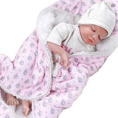 YIHANGG 50CM Neugeborene Puppe Lebensechte Hand Detaillierte Malerei Pinky Look Wiedergeborene Puppe Realistische Weiche Berührung Kuschelige Babyaugen Geschlossener Schlafbegleiter von YIHANGG