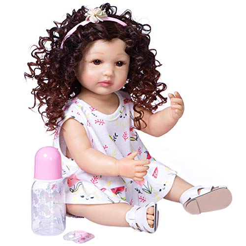 YIHANGG 55CM Flexible Real Soft Touch Reborn Baby Kleinkind Pincess Curly Hair Fashion Girl Puppe von YIHANGG