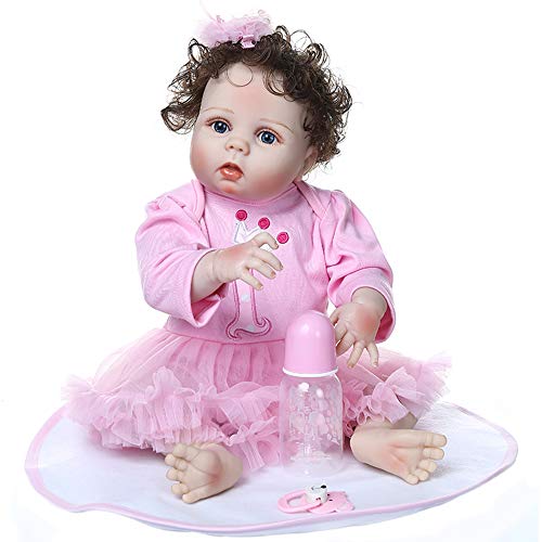 YIHANGG 55CM Ganzkörpersilikon Wasserdicht Reborn Babys Realistische Kleinkindpuppen Bebe Mädchen Lebensechte Babypuppen Handwurzeliges Haar Badespielzeug Kinderspielkameraden von YIHANGG