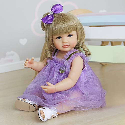 YIHANGG 56CM Ganzkörper Silikon Bebe Puppe Reborn Lebensecht Babypuppen Kleinkind Mädchen Prinzessin Baby Puppe Wasserdicht Badespielzeug,Blond von YIHANGG