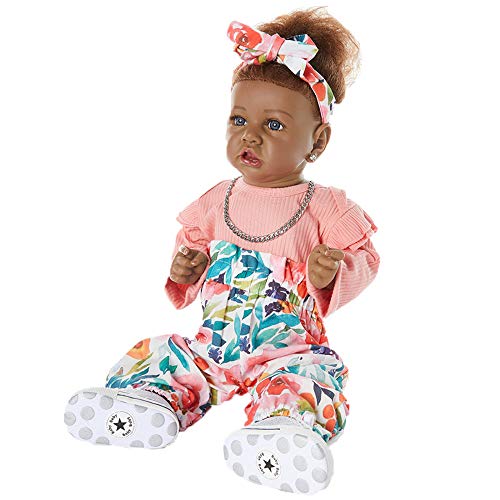 YIHANGG 58CM Mode Reborn Baby Afroamerikaner Silikon Kleinkindpuppe Lebensechte Babypuppen Für Kinder Beste Spielkameraden von YIHANGG