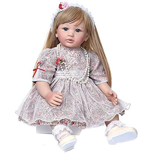 YIHANGG 60cm Hochwertige Sammlerpuppe Kleinkind Mädchen Prinzessin Wiedergeborene Puppe Mit Ultralangen Blonden Haaren Puppe Handgemachte Puppe von YIHANGG