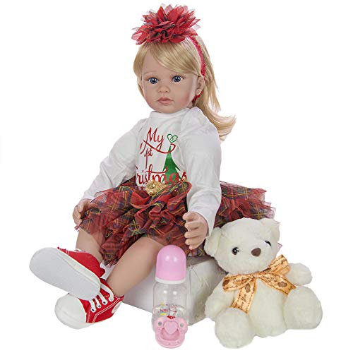 YIHANGG 60cm Reborn Doll 24 Zoll Elegante Kleinkind Babypuppen Soft Vinyl Body Weihnachtsstoff Princess Doll Lebensecht Reborn Kids Toys von YIHANGG