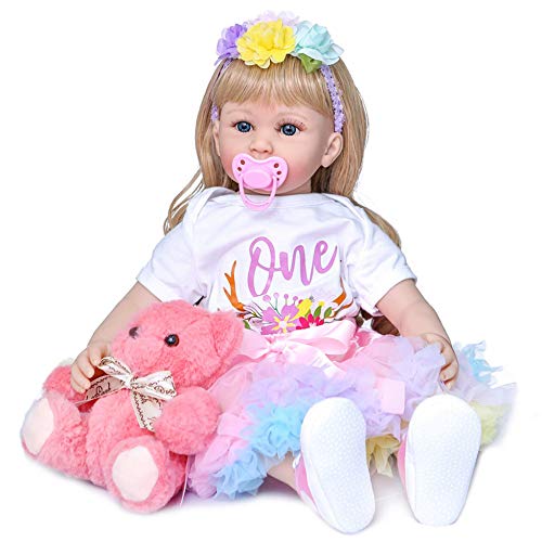 YIHANGG 60cm Reborn Puppe Silikon Lebensechte Kleinkind Baby Doll Spielzeug 24 Zoll Vinyl Prinzessin Mädchen Realistische Puppen Für Kinder Geschenk von YIHANGG