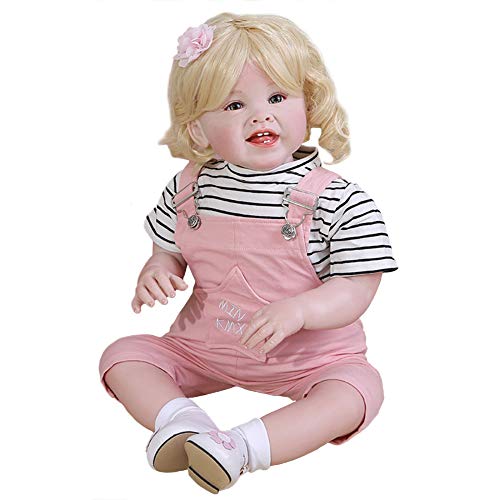 YIHANGG 70CM Original Soft Body Bebe Puppe Reborn Todder Mädchen Riesiges Baby Lebensechte Rosa Reithose Weihnachtsdekoration Geschenk von YIHANGG