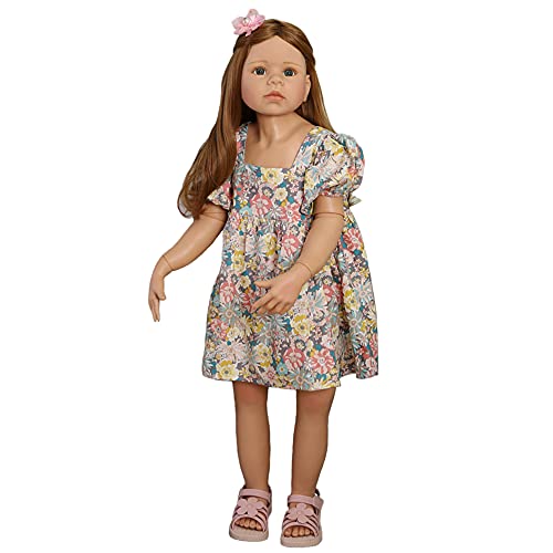 YIHANGG 98CM Original Reborn Kleinkind Puppe Prinzessin Baby Mädchen 3-4 Jahre Alt Echtes Reborn Baby Kleid Modell Kugelgelenk Ganzkörper Silikon von YIHANGG