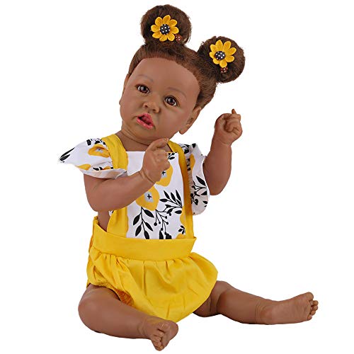 YIHANGG Afroamerikaner Silikon Babypuppe 23 Zoll 58 cm Kleinkind Lebensechte Babypuppen Realistisch Reborn Baby Mädchen Für Kindergeschenke Spielzeug von YIHANGG