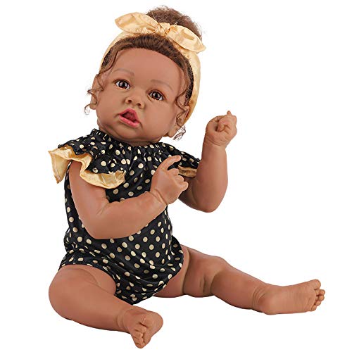 YIHANGG Babypuppe Schwarz 58 cm 23 Zoll Lebensechte Babypuppen Reborn Babys Mädchen Kleinkind Neugeborene Puppe Für Kinder Geschenkspielzeug Playmate Überraschung von YIHANGG