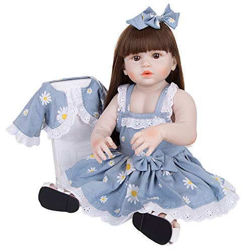 YIHANGG Lebensechte Babypuppen DIY Long Hair Collection Reborn Baby Mädchen Puppe Spielzeug Vollsilikon Vinyl Baby Girl Puppe Kleinkind Geschenke Für Kinder Geburtstag Überraschungen von YIHANGG