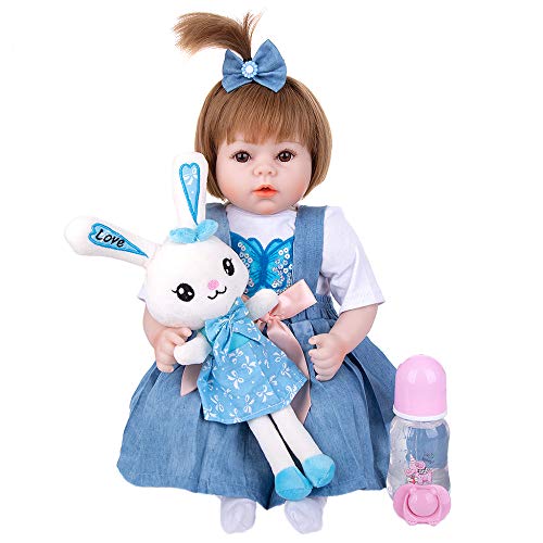 YIHANGG Reborn Baby Mädchen Silikon Wiedergeborene Babypuppen Kleinkinder Ture to Life 19 Zoll Gefüllte Neugeborene Bebe Puppenspielzeug Für Kinder Geburtstagsgeschenk von YIHANGG