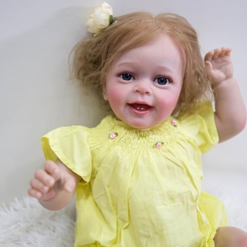 YIHANGG Reborn Baby Puppe Körper aus Stoff Reborn Kleinkind Puppe Mädchen 60cm 24Zoll 3D Haut Prinzessin Bebe Rote Klamotten Geburtstag Geschenk Anziehen von YIHANGG