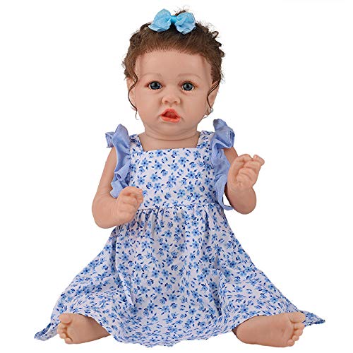 YIHANGG Reborn Babys Mädchen Silikon Puppen 23 Zoll 58 cm Lebensechte Babypuppen Kleinkind Lebensechte Puppe Neugeborenes Blue Skirt Pädagogisches DIY Playmate Überraschungsgeschenk von YIHANGG