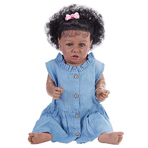 YIHANGG Weiche Silikon Puppe Reborn Baby Mädchen Verkleidet 58 cm Indian African American Neugeborene Babypuppe Lebensechtes Kleinkindspielzeug von YIHANGG