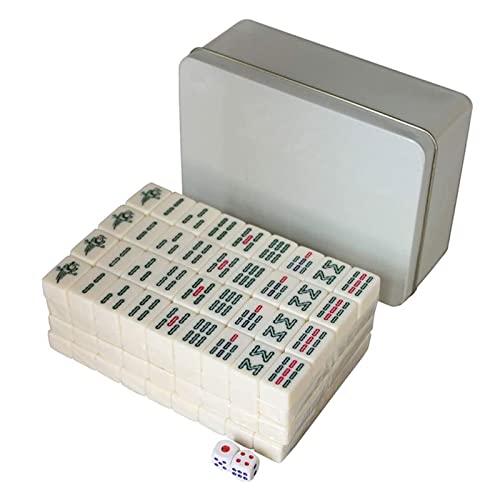 Chinesisches Mahjong 20 mm chinesische Mahjong-Sets, tragbares Mini-Mahjong-Set, 144 Spielsteine, Reise-Mahjong mit Eisenbox, Indoor-Unterhaltungsspiel-Set, Reisespielzeug Tisch-Mahjong-Fliesen von YIHAOBAIHUO