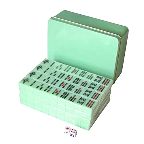 Chinesisches Mahjong 20 mm chinesische Mahjong-Sets, tragbares Mini-Mahjong-Set, 144 Spielsteine, Reise-Mahjong mit Eisenbox, Indoor-Unterhaltungsspiel-Set, Reisespielzeug Tisch-Mahjong-Fliesen von YIHAOBAIHUO