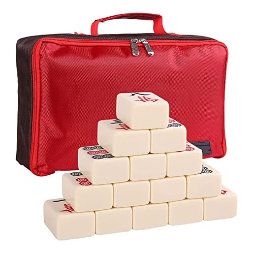 Chinesisches Mahjong Chinesisches Mahjong-Set, tragbar, interessante Mahjong-Sets, 144 tragbare Mah-Jong mit 4 Würfeln und Softcase-Tasche für Familienfeier, Picknick Tisch-Mahjong-Fliesen von YIHAOBAIHUO