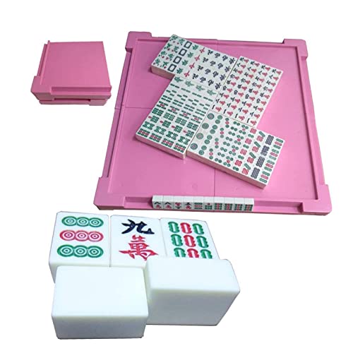YIHAOBAIHUO Chinesisches Mahjong Tragbares Mini-Mahjong-Set, 27 mm, Mah-Jongg, Reise-Mini-Mahjong-Set, Partyspiel, traditionelles Spiel mit Mini-Tisch für Heimunterhaltung Tisch-Mahjong-Fliesen von YIHAOBAIHUO