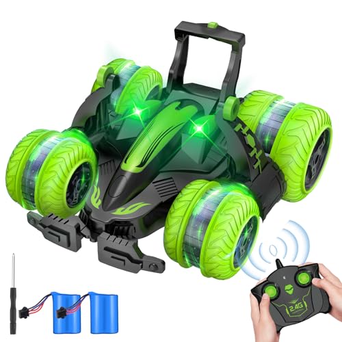 YIKANWEN Ferngesteuertes Auto ab 3-12 Jahre，2,4GHz 4WD 360 °Drehbares/aufrechter Gehdrift/Licht Spezialeffekt RC Auto mit 2 Wiederaufladbare Batterien -Outdoor Spielzeug & Geschenke für Mädchen Jungs von YIKANWEN