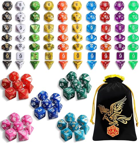 105 Stück polyedrische Spielwürfel, 15 Farben DND-Würfel-Set, zweifarbig, DND-Würfel, Rollenspiel-Würfel für Dungeon und Drachen, DND RPG MTG Tischspiele, Würfel D4 D8 D10 D12 D20 von YILAIDA