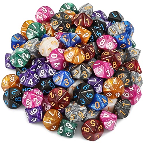 YILAIDA 100 Stück Polyedrisch Würfel Set mit Schwarz Beutel, Tisch Spiel Würfel für Dungeons and Dragons Pathfinder DND RPG MTG (10 Seitige) von YILAIDA