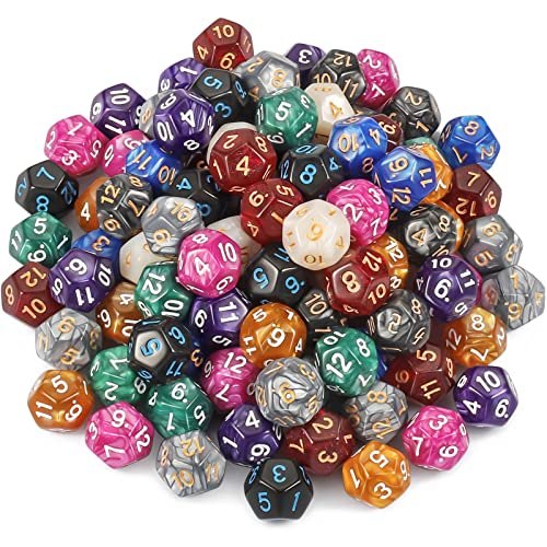 YILAIDA 100 Stück Polyedrisch Würfel Set mit Schwarz Beutel, Tisch Spiel Würfel für Dungeons and Dragons Pathfinder DND RPG MTG (12 Seitige) von YILAIDA