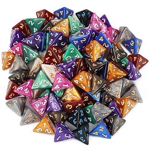 YILAIDA 100 Stück Polyedrisch Würfel Set mit Schwarz Beutel, Tisch Spiel Würfel für Dungeons and Dragons Pathfinder DND RPG MTG (4 Seitige) von YILAIDA