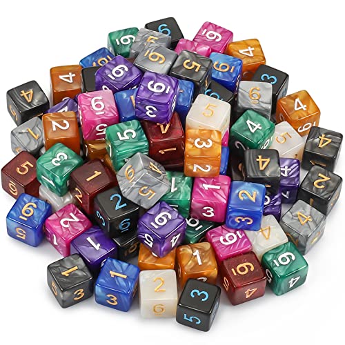 YILAIDA 100 Stück Polyedrisch Würfel Set mit Schwarz Beutel, Tisch Spiel Würfel für Dungeons and Dragons Pathfinder DND RPG MTG (6 Seitige) von YILAIDA