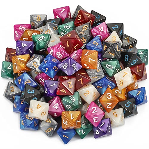 YILAIDA 100 Stück Polyedrisch Würfel Set mit Schwarz Beutel, Tisch Spiel Würfel für Dungeons and Dragons Pathfinder DND RPG MTG (8 Seitige) von YILAIDA