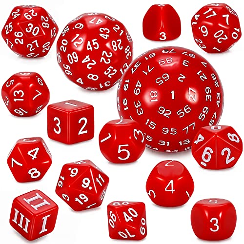 YILAIDA DND Dice Polyedrisches Würfel Set - 15 Stück mit Beuteln D3-D100 Würfel Polyeder Würfel DND Spiel Würfel für Dungeons und Dragons RPG MTG (Rot und Weiß) von YILAIDA