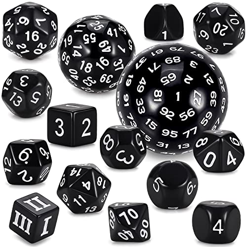 YILAIDA DND Dice Polyedrisches Würfel Set - 15 Stück mit Beuteln D3-D100 Würfel Polyeder Würfel DND Spiel Würfel für Dungeons und Dragons RPG MTG (Schwarz und Weiß) von YILAIDA