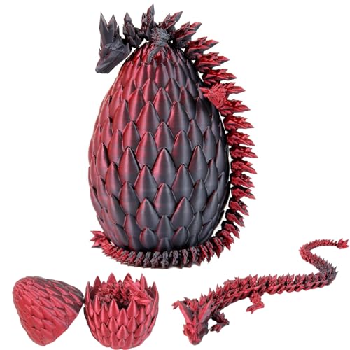 3D Printed Dragon Egg, Mystery Crystal Dragon Egg Fidget Toys Surprise, Easter Eggs Articulated Crystal Dragon Eggs with Dragon Inside (A-Black and Red) von YILCER