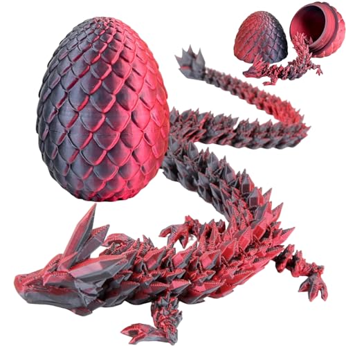 3D-gedrucktes Drachenei, Mystery Crystal Dragon Egg Fidget Toys Überraschung, Ostereier bewegliche Kristall-Dracheneier mit Drachen im Inneren (Laser Schwarz und Rot) von YILCER