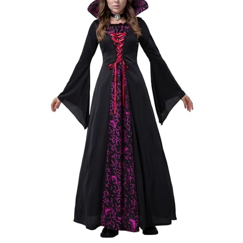 YILEEGOO Damenkostüm für Halloween, Renaissance, Cosplay, lange Ärmel, Vampirkleid (Schwarz, L) von YILEEGOO