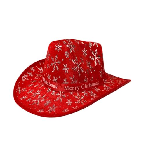 YILEEGOO Weihnachts-Cowgirl-Hüte für Erwachsene, Jazz-Hüte für Urlaub, Cosplay, Kostüme, Partyzubehör, Weihnachtsmannmütze, Kappe (Rot, 4, 30 x 24 x 12 cm) von YILEEGOO