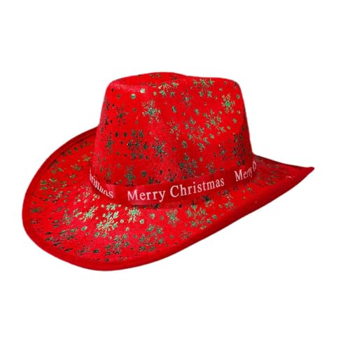 YILEEGOO Weihnachts-Cowgirl-Hüte für Erwachsene, Jazz-Hüte für Urlaub, Cosplay, Kostüme, Partyzubehör, Weihnachtsmannmütze, Kappe (Rot 3, 30 x 24 x 12 cm) von YILEEGOO