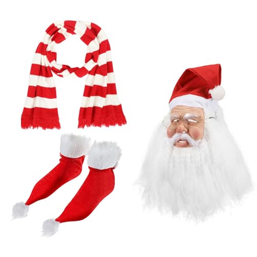 YILEEGOO Weihnachtsmann-Kostüm für Herren und Damen, Deluxe-Weihnachtsmann-Anzug, Cosplay, Erwachsenen-Outfit, Weihnachten, Urlaubsparty, Rot, Set 1 von YILEEGOO