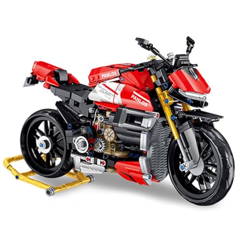 YILETKC Technik Motorrad Bausteine für Ducati V4 SP, 981 Teile Klemmbausteine Technik Supermotorrad, Technik Rennen Motorrad Konstruktionsspielzeug Geschenk für Kinder und Erwachsene von YILETKC