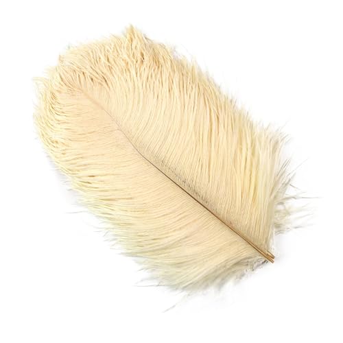 10Pcs 15-50cm Black White Natural Ostrich Feathers for Craft Wedding Center,Ostrich Plumes Table Centerpieces Decoration(Beige,20-25cm) von YIMEIYA