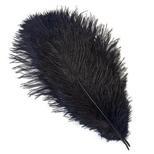 10Pcs 15-50cm Black White Natural Ostrich Feathers for Craft Wedding Center,Ostrich Plumes Table Centerpieces Decoration(Black,20-25cm) von YIMEIYA