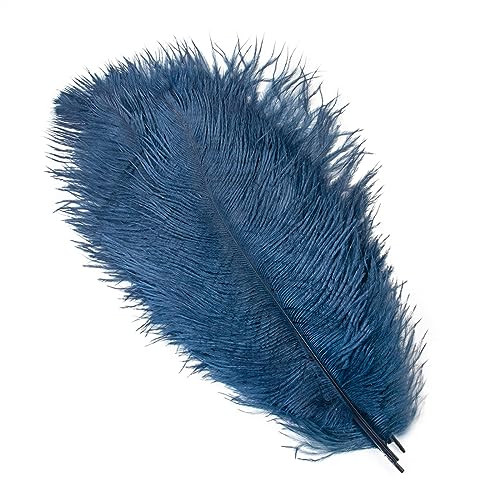 10Pcs 15-50cm Black White Natural Ostrich Feathers for Craft Wedding Center,Ostrich Plumes Table Centerpieces Decoration(Navy Blue,15-20cm) von YIMEIYA