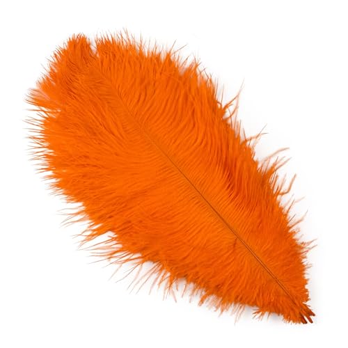 10Pcs 15-50cm Black White Natural Ostrich Feathers for Craft Wedding Center,Ostrich Plumes Table Centerpieces Decoration(Orange,25-30cm) von YIMEIYA