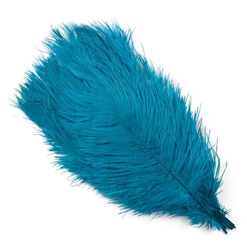 10Pcs 15-50cm Black White Natural Ostrich Feathers for Craft Wedding Center,Ostrich Plumes Table Centerpieces Decoration(Peacock Blue,20-25cm) von YIMEIYA