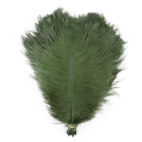 10pcs 15-60cm Black White Ostrich Feathers Bulk for Crafts Carnival Table Decor Plumas Accessories(Army Green,55-60cm) von YIMEIYA